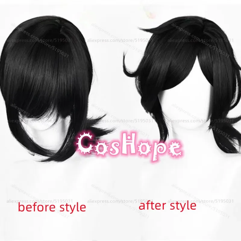 Andy and Leyley Cosplay Wig Women 36cm Short Hair Black Wig Cosplay Anime Wigs Heat Resistant Synthetic Wigs Halloween