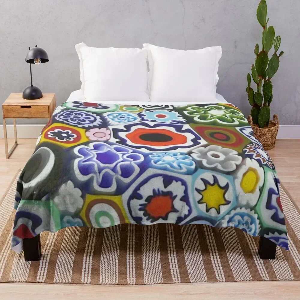 

Millefiori Murano Italian Glass Print Throw Blanket Ultra Soft Flannel Fleece Blanket for All Seasons