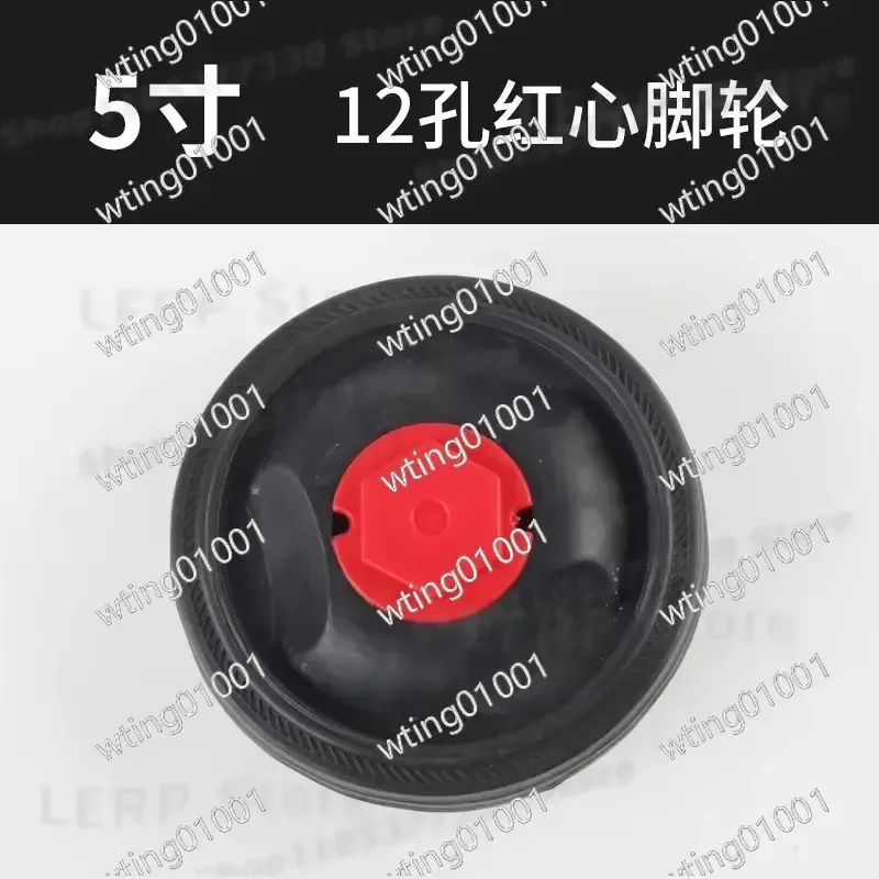 for Air Compressor 5 Inch Heavy Duty Red Heart Caster Wheels with 12 or 16 Mounting Holes Durable Plastic Rollers for Easy