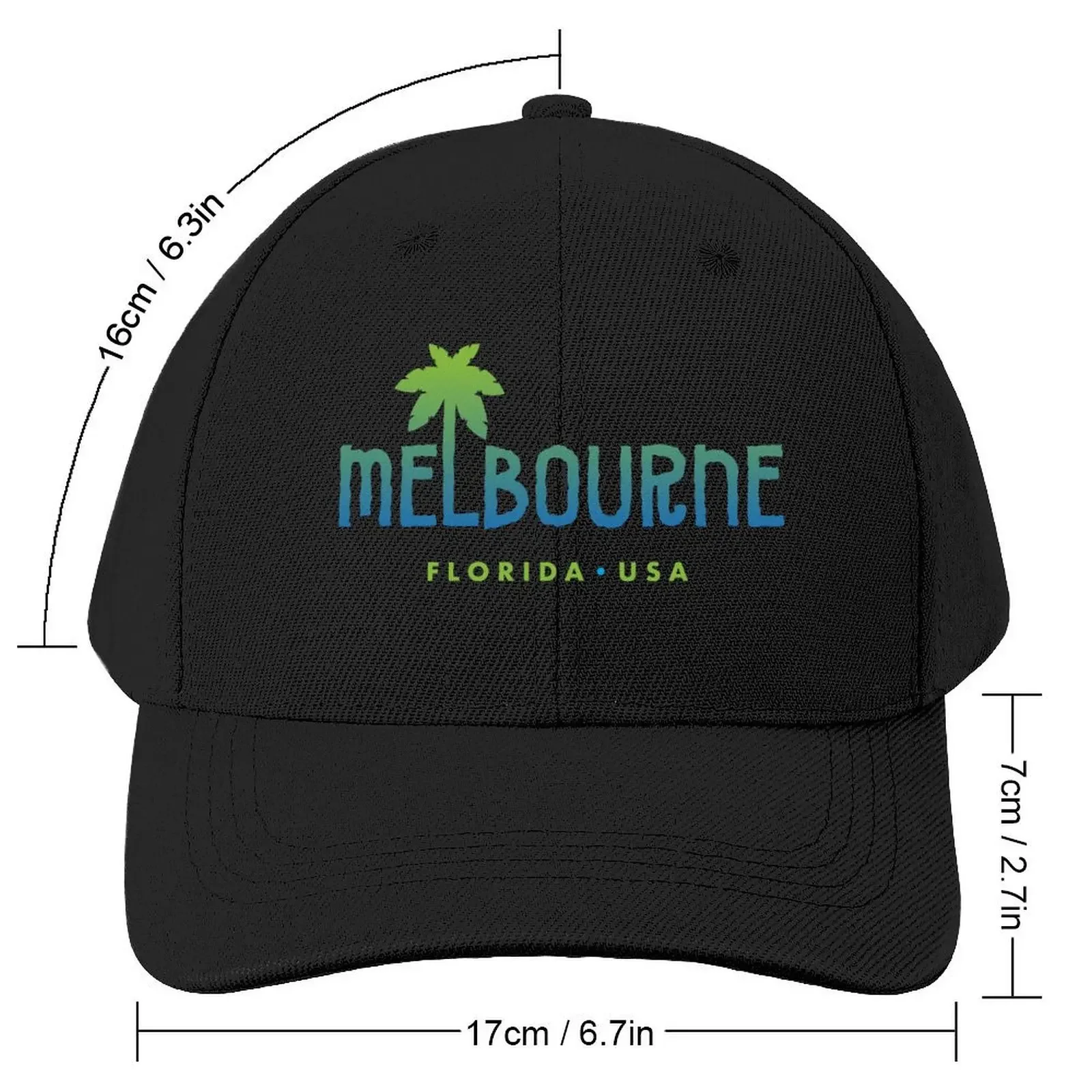 Melbourne Florida Typographic Palm Tree Design Baseball Cap Sunhat Cosplay For Women 2025 Men's