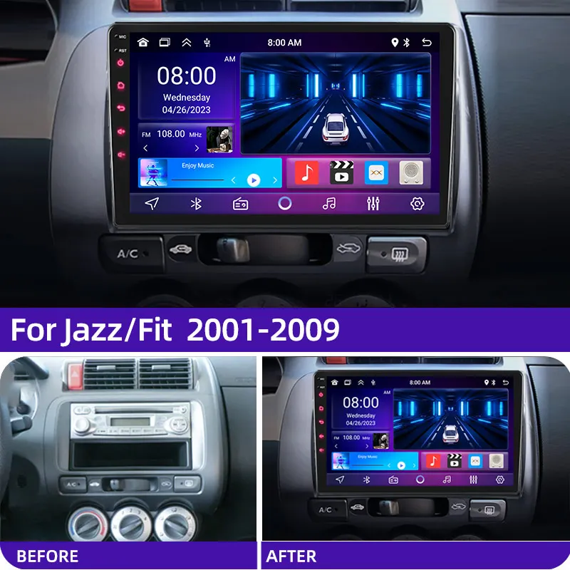 2 Din Android 12 Car Radio For Honda Fit Jazz City 2002-2007 Multimedia Video Player Navigation GPS 4G Carplay Auto Stereo RDS