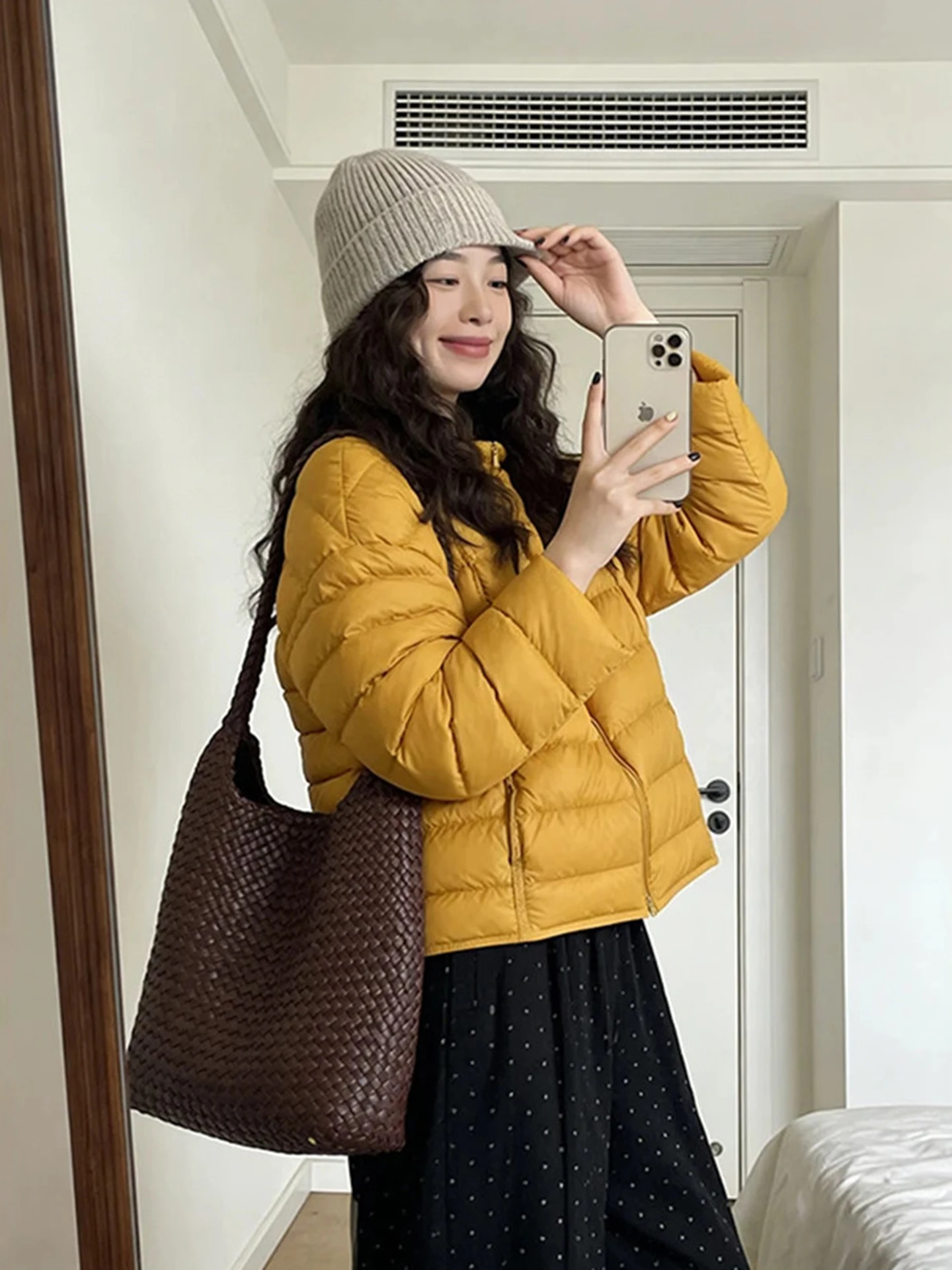 

Женское зимнее теплое пальто Korean Sle Yellow ort Cotton Jaet Thi Bread Sle Верхняя одежда свободного кроя Regular Sve Long Zi...