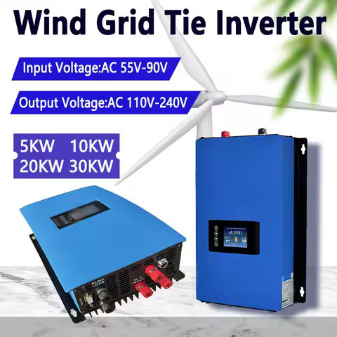 30KW Wind Turbine Grid Tie Inverter LCD Display Wind Input AC 55V-90V Pure Sine Wave Output Inverter MTTP Grid Tie For Houshold