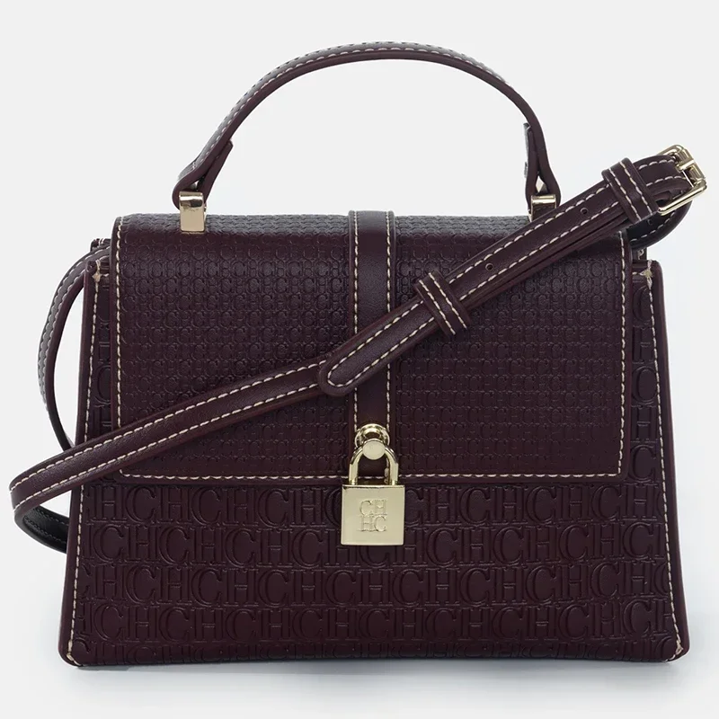 CHCH العلامة التجارية الفاخرة حقيبة حمل نسائية حساسة المدمجة مشبك طباعة قفل تصميم تنوعا بسيط بلون حقيبة كتف نسائية
