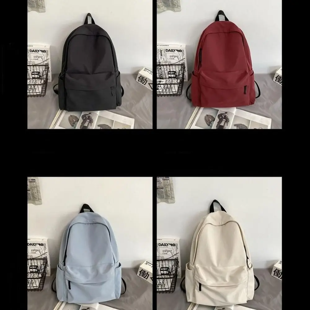 Nylon Versatile Backpack Large Capacity Black Grey White Red School Student Backpack Washable Waterproof Computer Bag Unisex