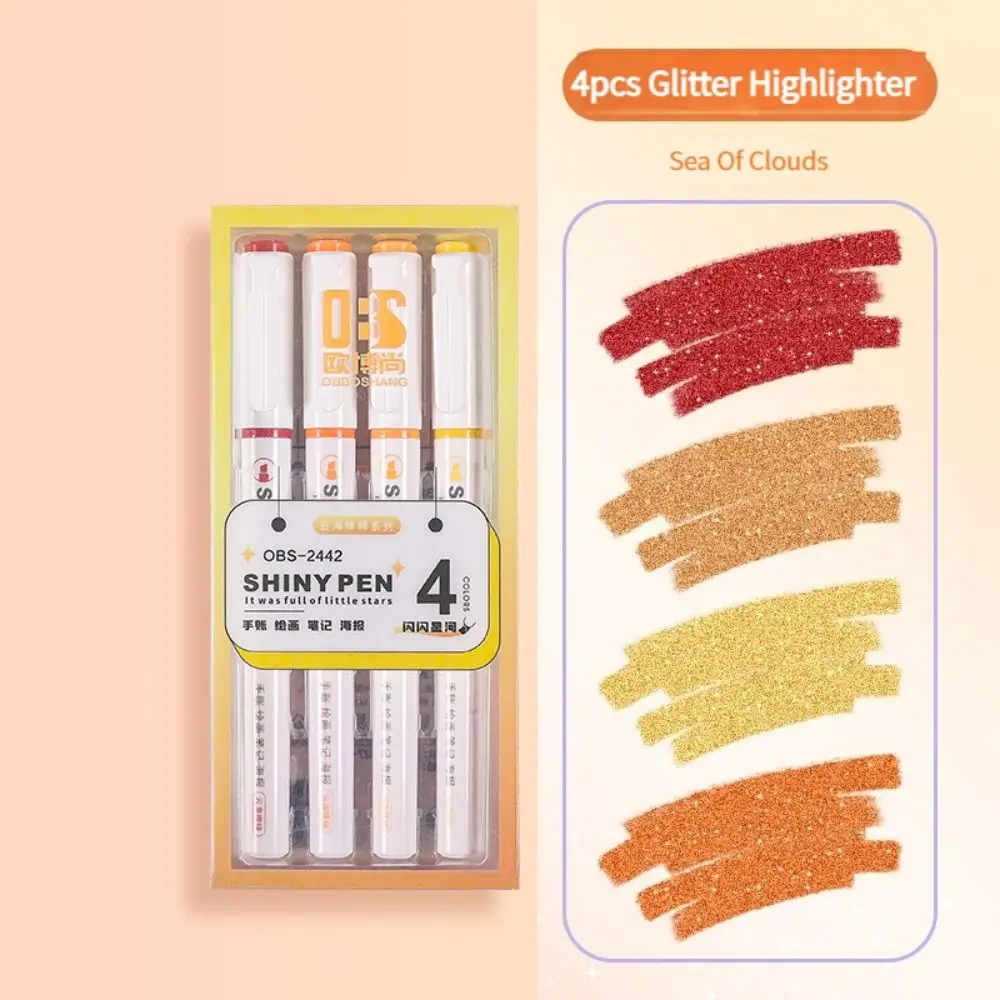 

5PCS Durable High Gloss Glitter Highlighters Plastic Colorful Shiny Fluorescent Pen Marking Pen School Office Supplies