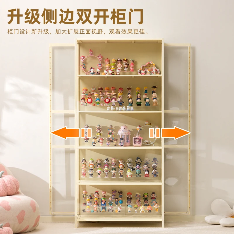 Figure display cabinet with lamp household dustproof acrylic transparent doll model toy blind box display cabinet ornament rack