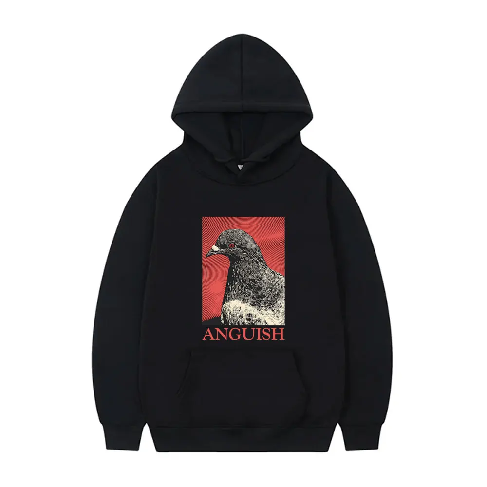 Anguish Hoodie Cute Funny Meme Pigeon Print Sweatshirt Men Women's Casual Oversized Pullover Tracksuit Unisex Vintage Hoodies