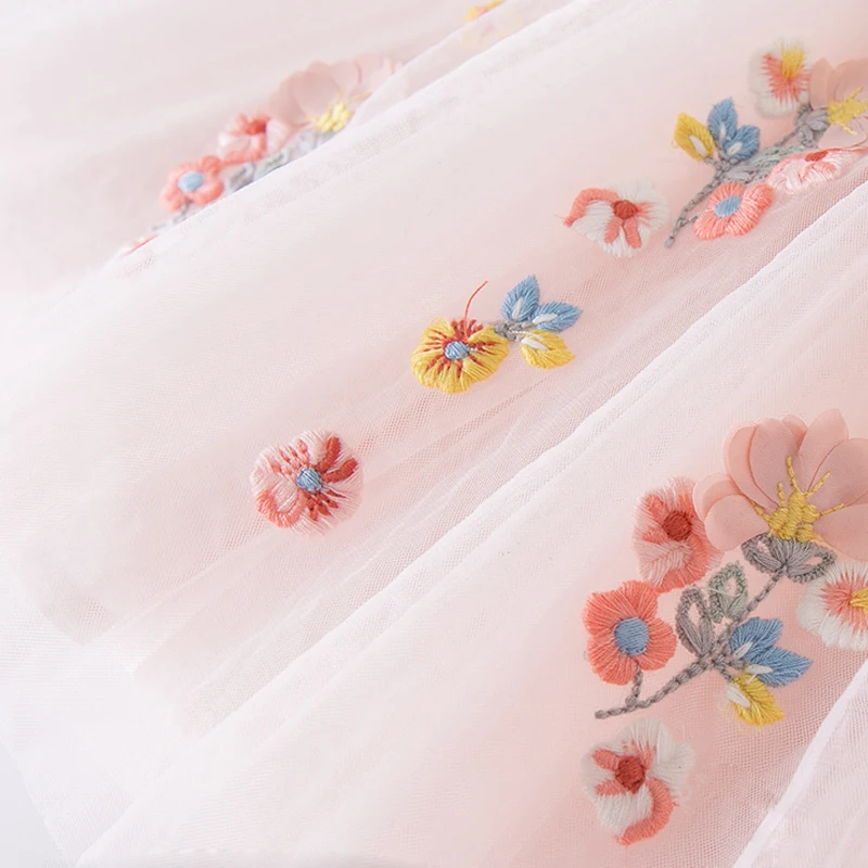Dave Bella Summer Party Dress for Girls Floral Embroidery Pricess Dress Fashion Children Birthday Wedding Clothes DBM14099