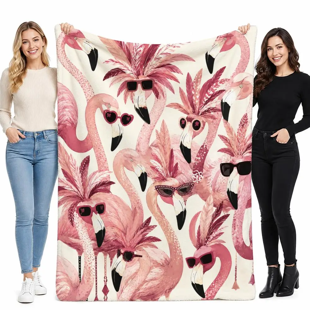 Manta de Franela Suave y Acogedora con Diseño de Flamenco para Mujer, para Sofá, Cama o Sillón, Regalo para Amantes del Arte Moderno de Mediados de Siglo