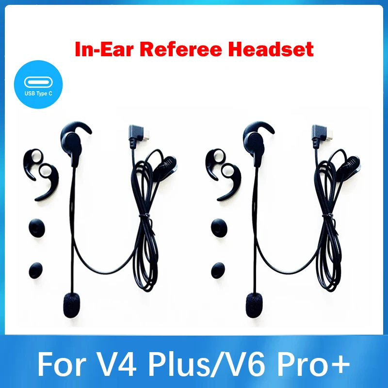 Type-C HIFI Soccer In-ear Referees Headphone for EJEAS V4 Plus/V6 PRO+ Motorcycle Helmet Bluetooth Headset