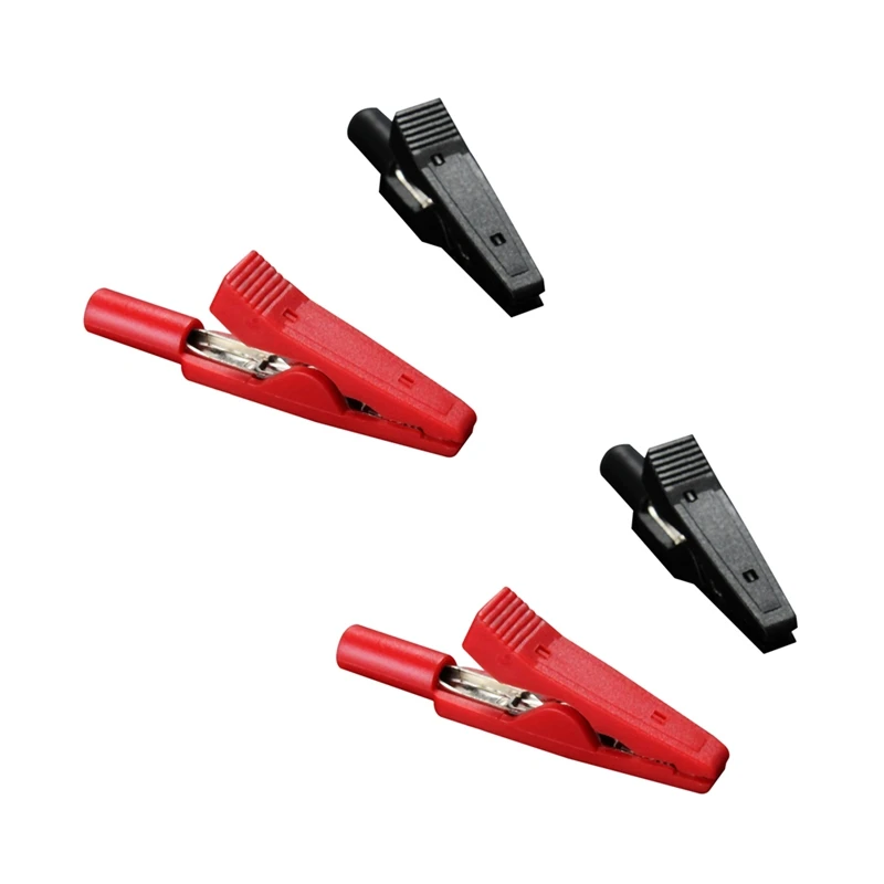 Promotion! 4X Insulated Alligator Clip Connector Clamp Testing Probe Red+Black