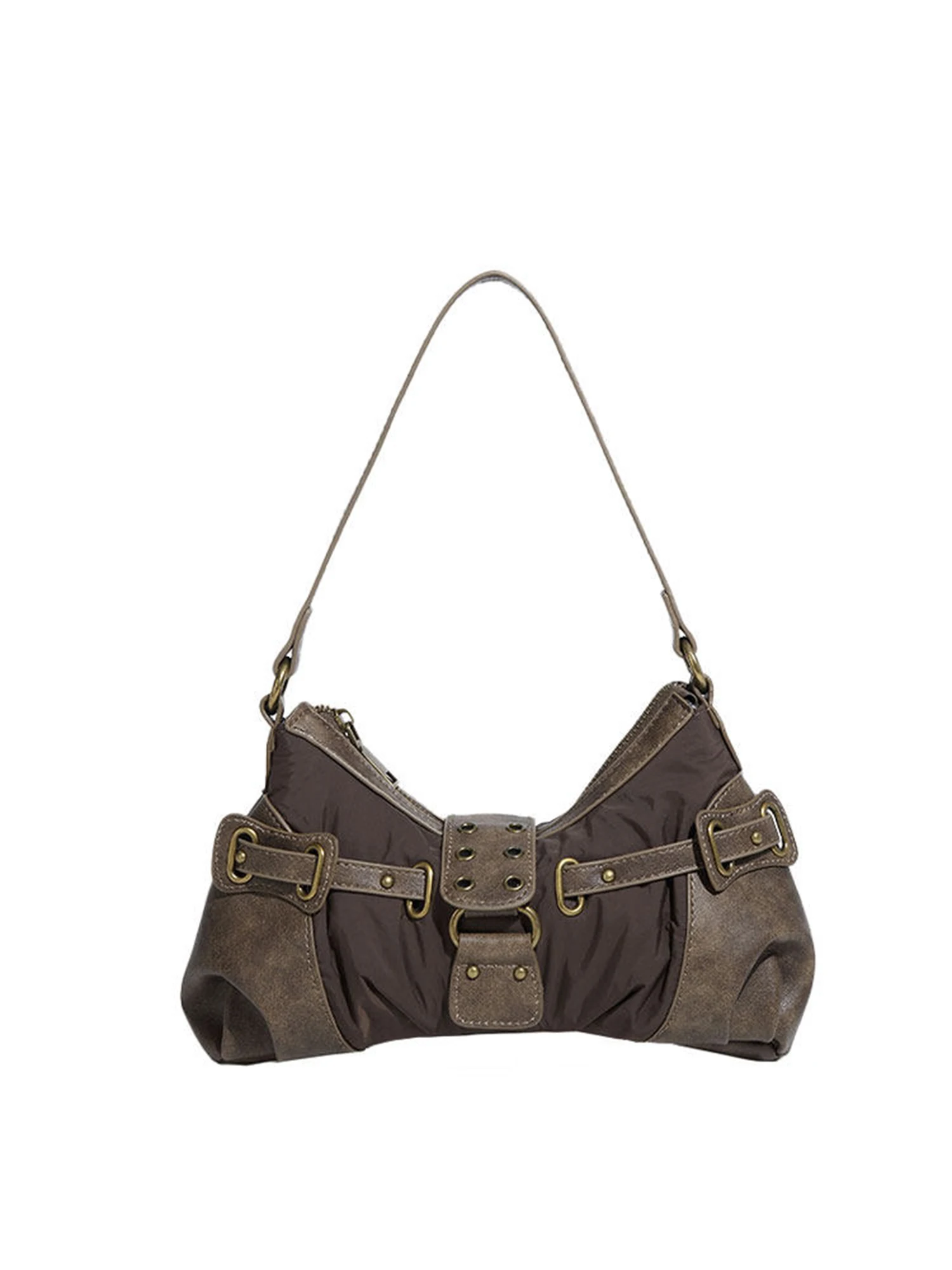 Women's Maillard Style Brown Underarm Bag Retro Pleated Shoulder Bag Y2K Spicy Girl Crossbody Purse Vintage Luxury Handbag 2026
