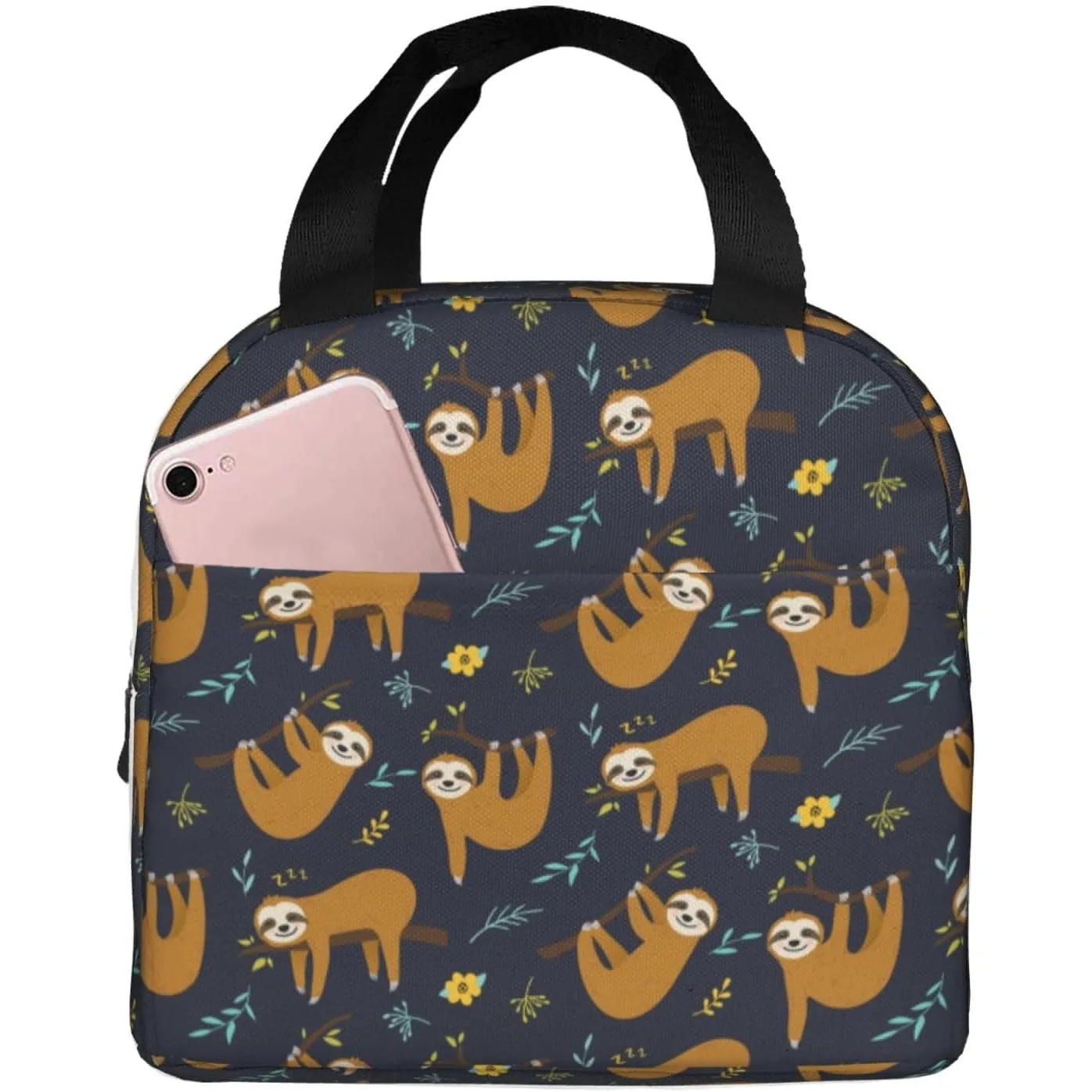 Sloth Print Lunch Bag Lunch Box, Insulated Lunch Bag Cooler Tote Box for Women Adult