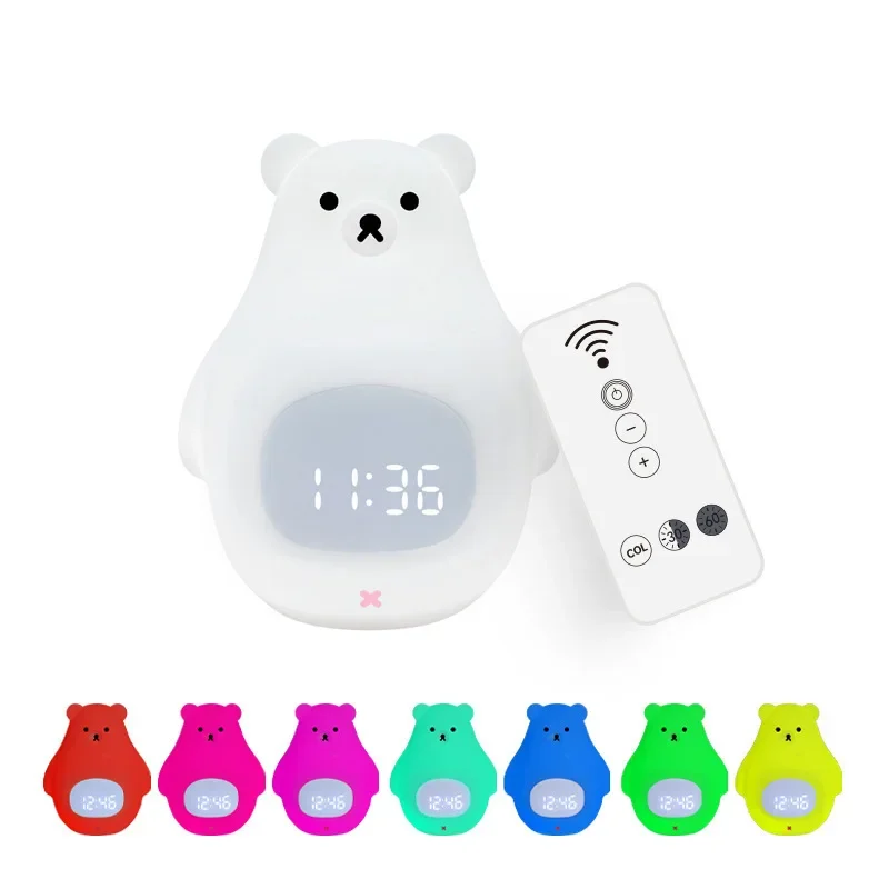 Novelty Extra Large White Bear Alarm Clock Light for Friends Charging Bedlight Bedroom Birthday Gift Cartoon Night Light