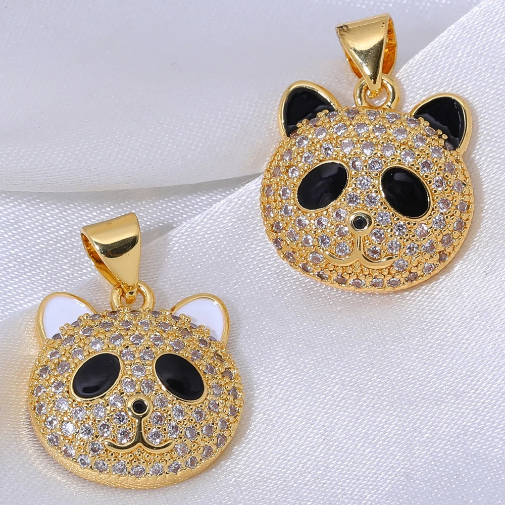 Juya DIY 18 Karat echt vergoldet cz Kupfer Leopard Panda Bär Tiger Charms für handgemachte Weihnachten Frauen Anhänger Schmuck herstellung – Detail 3