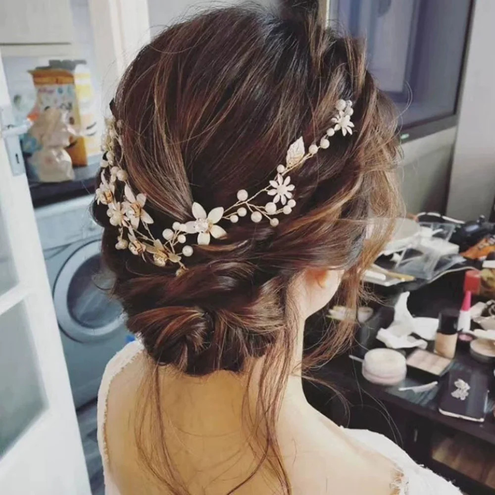 1Pc Bridal Silver Leaf Flower Hair Comb, Elegant Wedding Hair Accessory, Ideal for Bride & Bridesmaid