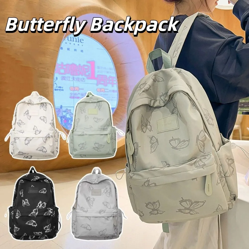 Small Pack Butterfly Backpack Solid Color Korean Style Zipper Shoulder Bag Multiple Pockets Handbag Casual Backpack Travel