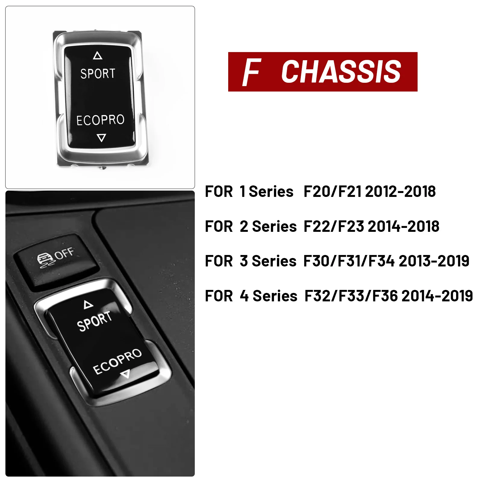 For BMW 1 2 3 4 Series  F20/F21 12-18, 2 F22/F23 14-18, 3 F30/F31/F34 13-19, 4 F32/F33/F36 14-19 Gear Shift Button Frame Suit view 4