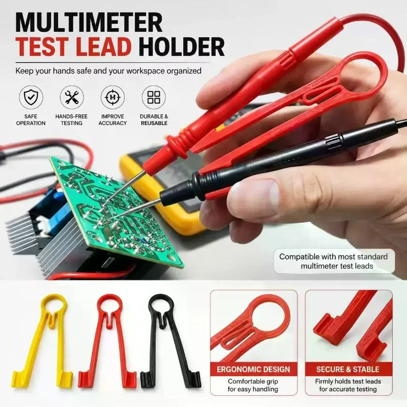 /PFU/1/2Pcs Tester Probe Clamping Tool 10mm Dia Multi Meter Probe Holder Electrical Testing Power Supply Maintenance Accessorie