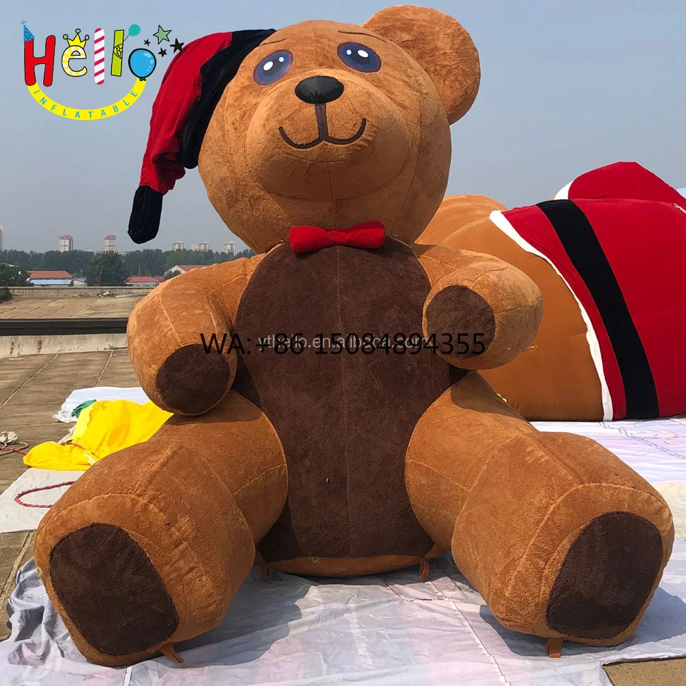 Outdoor Giant Inflatable Christmas Decorations Giant Plush Hairy Bear Inflatable