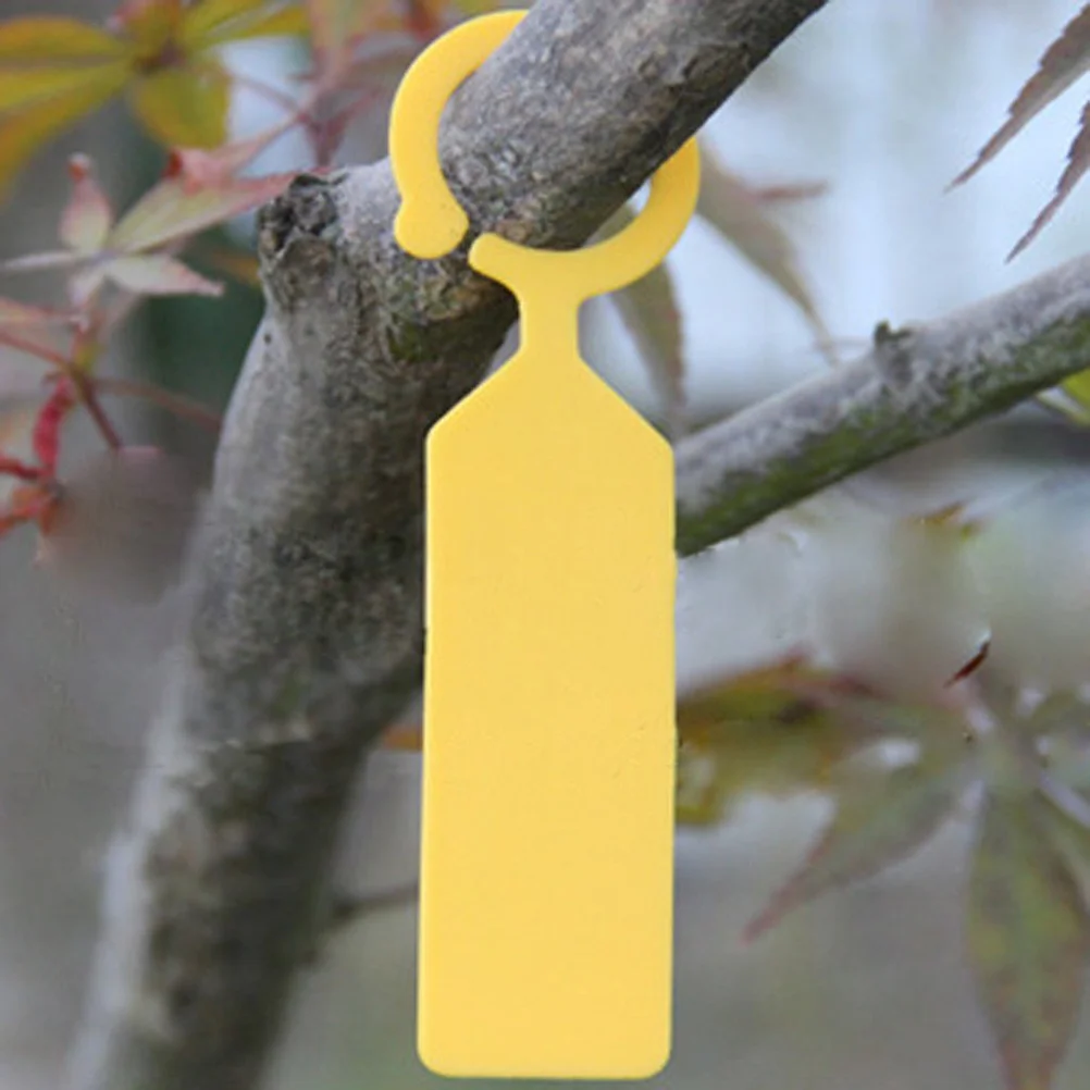 

100pcs Garden Plant Label Tags Yellow Pp 11*2.4Cm Weatherproof For Tree Branches Under 0.79" Greenhouse Nursery Hanging Collar