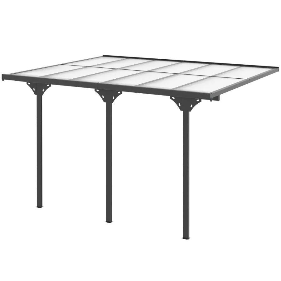 

12x10 Pergola Gazebo Polycarbonate UVFighting Panels WaterResistant Adjustable Adjustable Dimensions Hardtop Gray