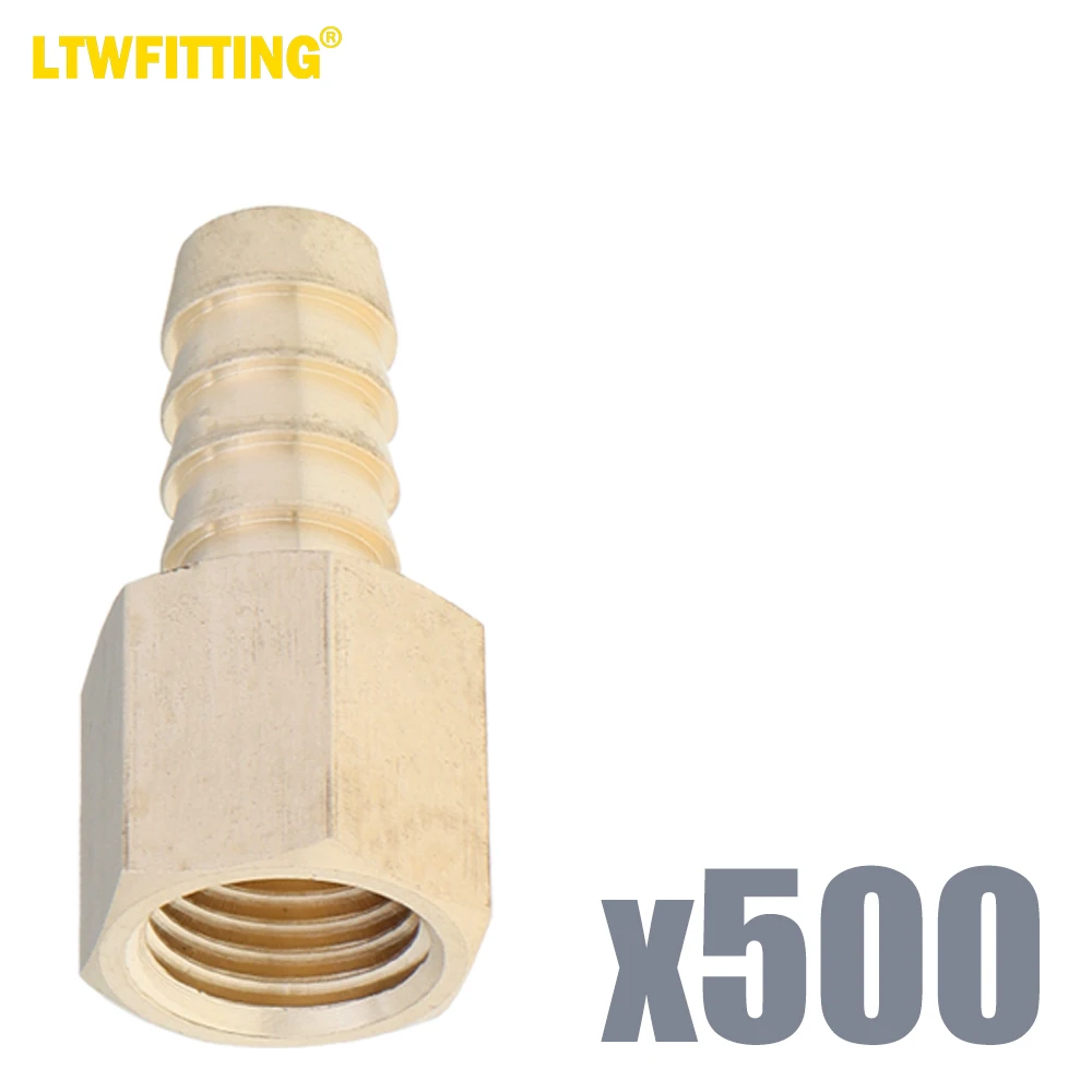 

LTWFITTING Lead FreeBrass Fitting Coupler/Adapter 3/8" Hose Barb x 1/4" Female NPT Fuel Gas Water (Pack of 500)