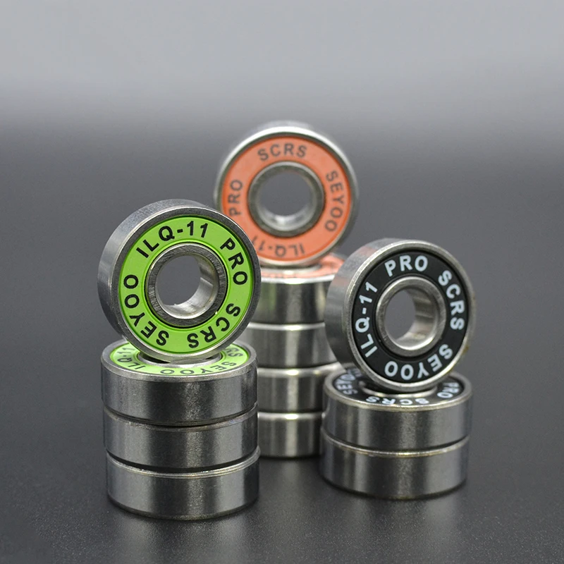 For 8Pcs 608 2RS Bearing ILQ-11 Green Longboard Speed Inline Skate Wheel Bearing Skate Scooter Smooth Skate Scooter Bearing