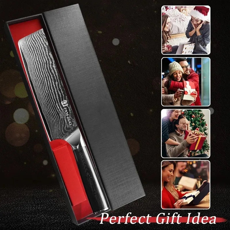 WXCOO 7Inch 67 Layers Damascus Kitchen Knife Japanese Chef Knife Ultra-Sharp Meat Cleaver Raw Fish Boning Knife with Gift Box