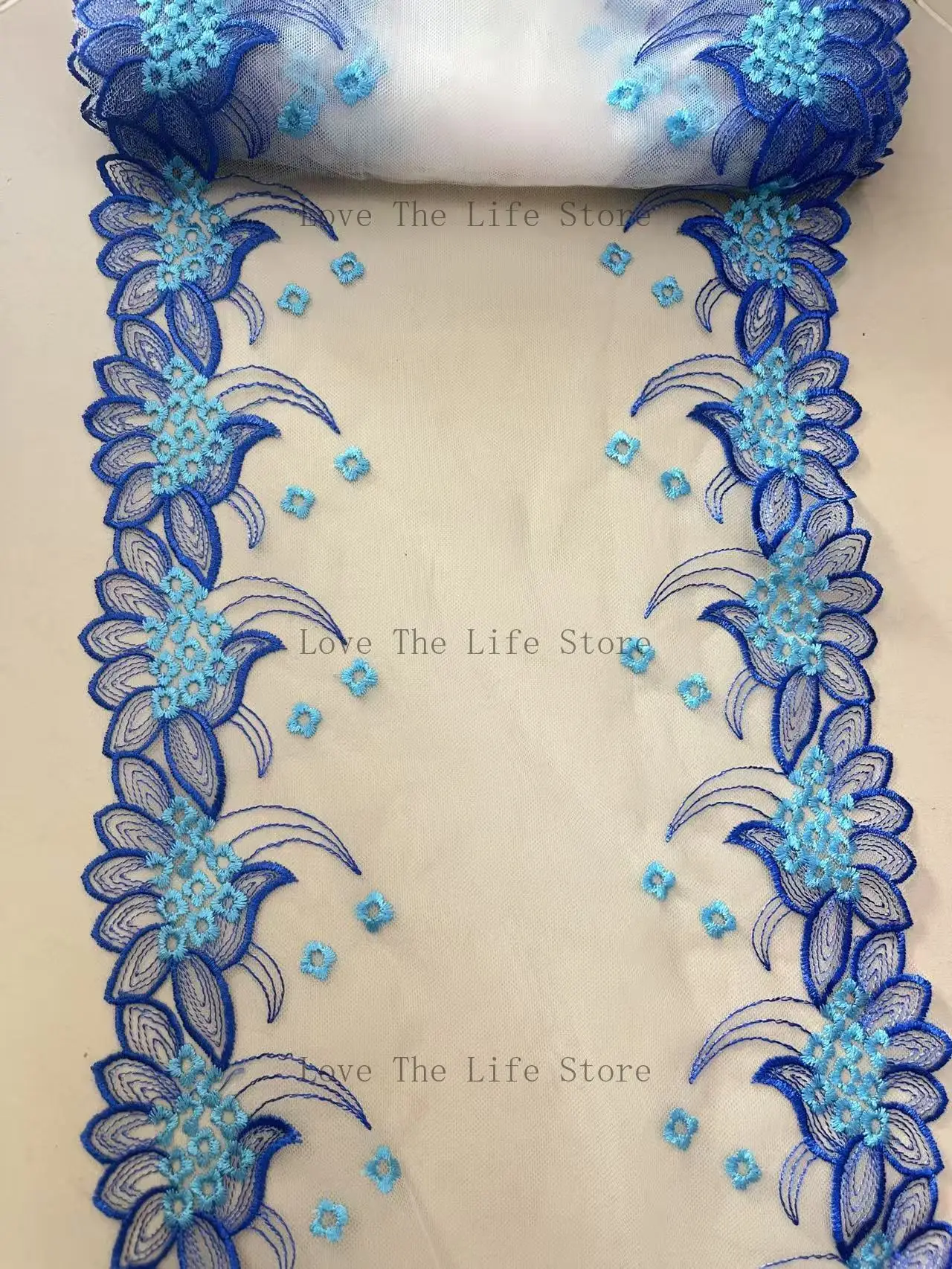 

20Yards Embroidery Tulle Lace Trim Fancy Blue Flowers Clothing Accessories Lace Fabric for Ladies Lingerie 2025