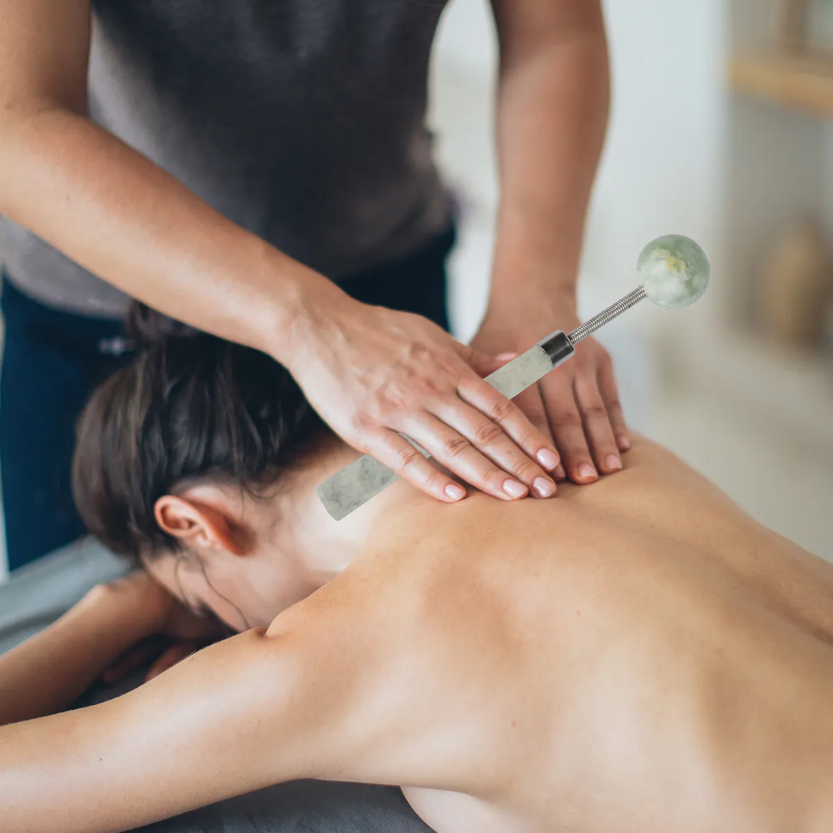 

Натуральный нефритовый массажный молоток сферической формы, ручной массажер для меридианов, фитнеса, расслабления мышц, снятия боли, портативный