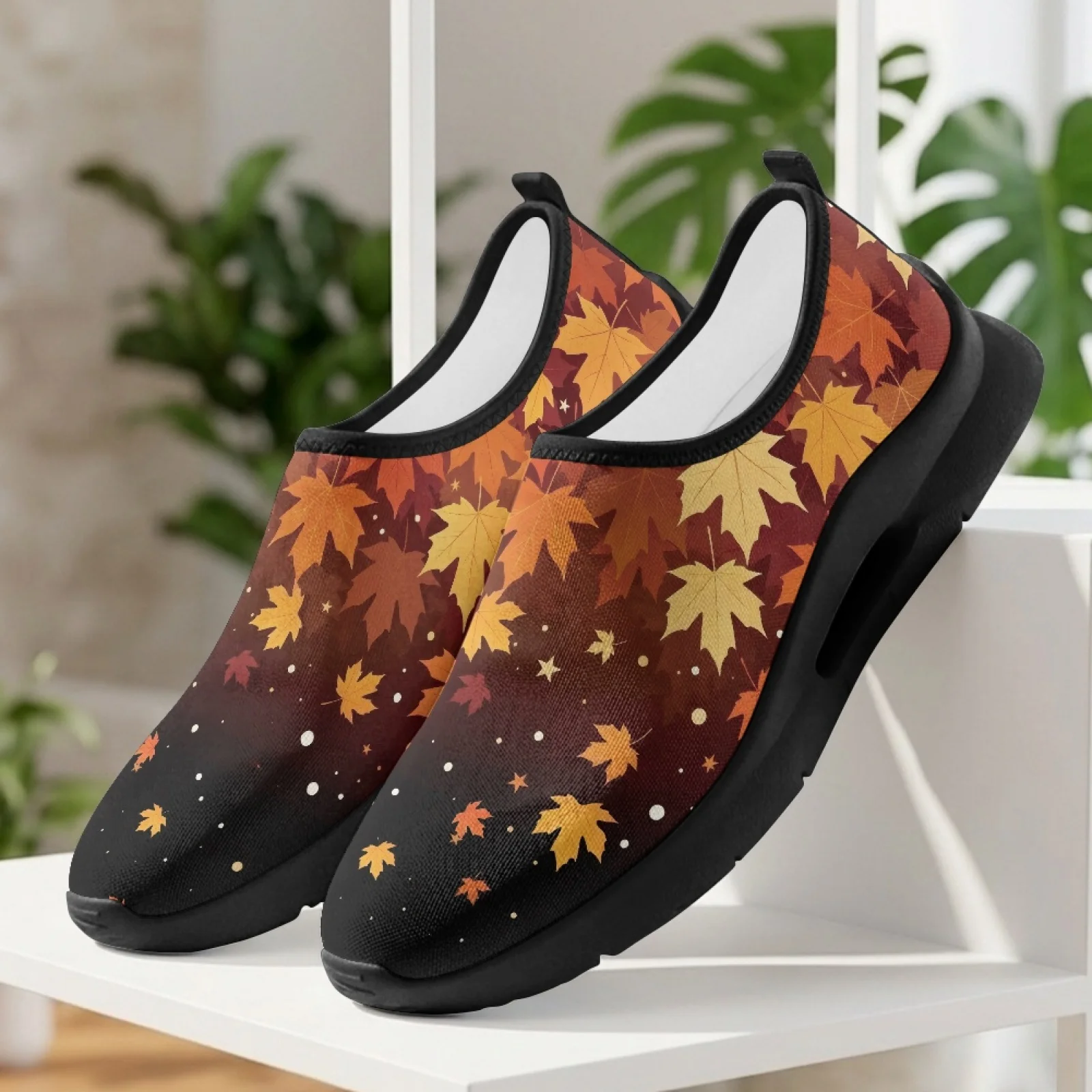 PENSTROLL Lightweight Casual Sneakers Comfortable Classic Walking Shoes for Work Men Autumn Maple Leaf