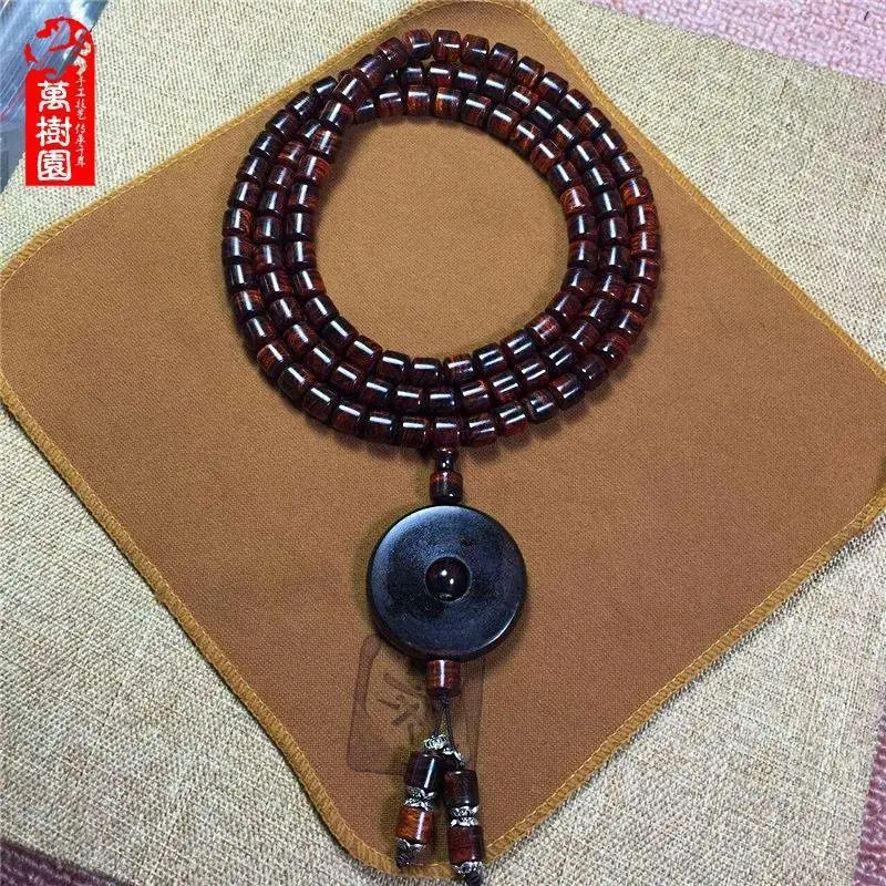 Authentic Hainan Huanghua Pear Bracelet108Barrel Beads Purple Pear Bracelet Men's and Women's Handmade Buddha Beads Ornaments Be