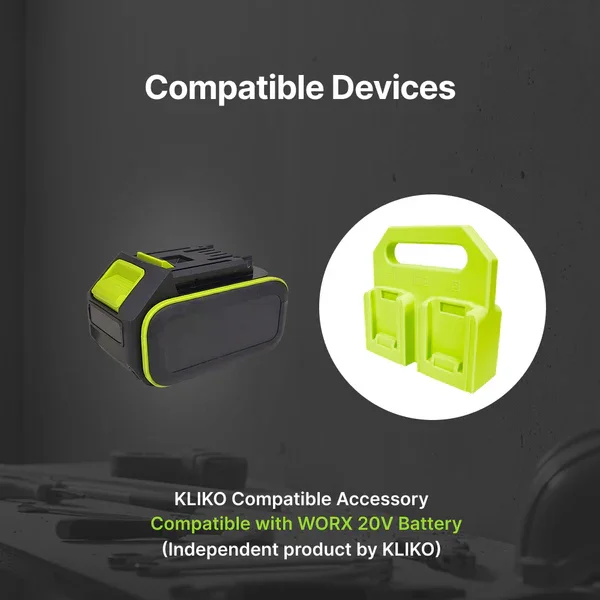 4 Slot Battery Carrier Holder Compatible with WORX 20V Lithium Battery, Portable Power Tool Battery Storage Carry Rack, Workshop