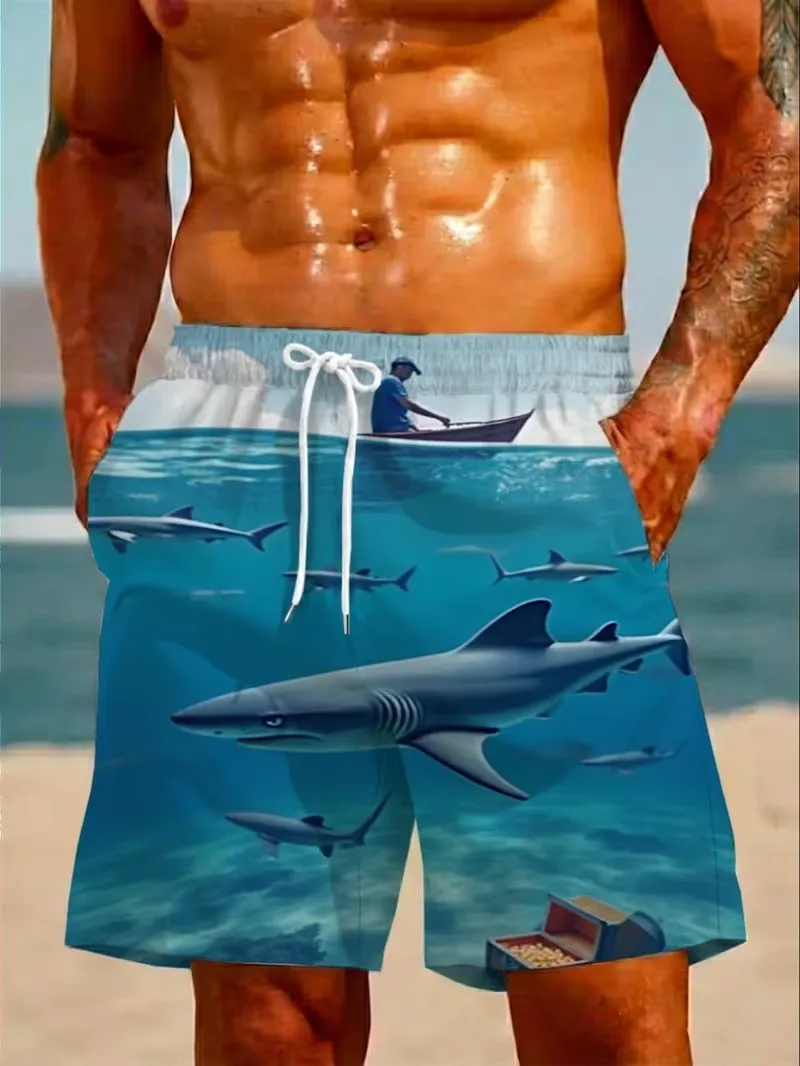 

Men's Psychedelic Dolphin Print Beach Shorts 3D Print Cosmic Dolphin Graphic Quick Dry Swim Trunks Summer Vacation Swim Shorts