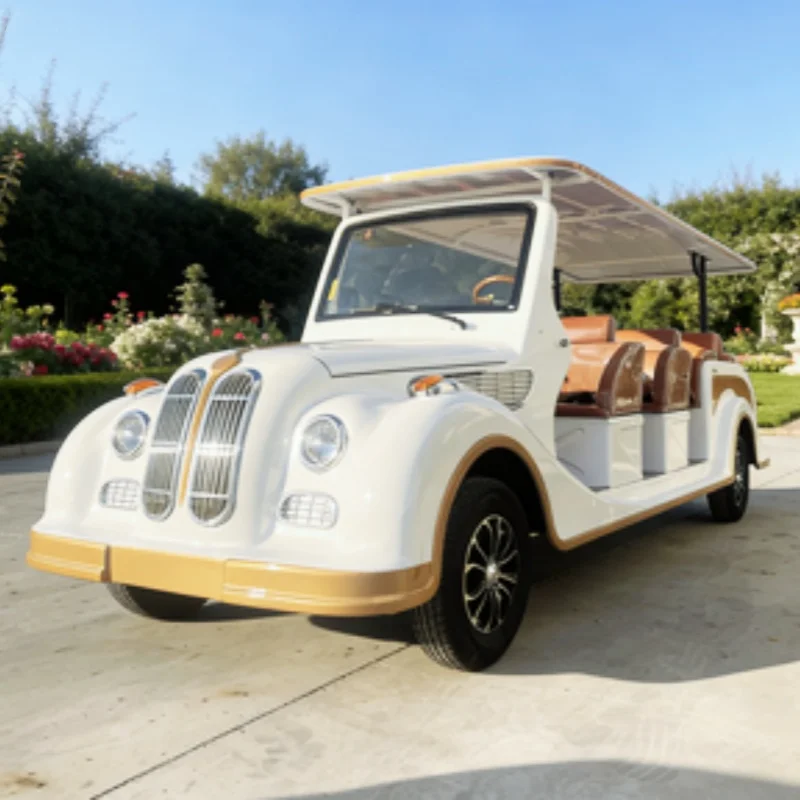 

11 Seater Electric Vintage Sightseeing Cart 5KW Motor 72V Lithium Club Sightseeing Bus For Wedding For Scenic Tours & Courses