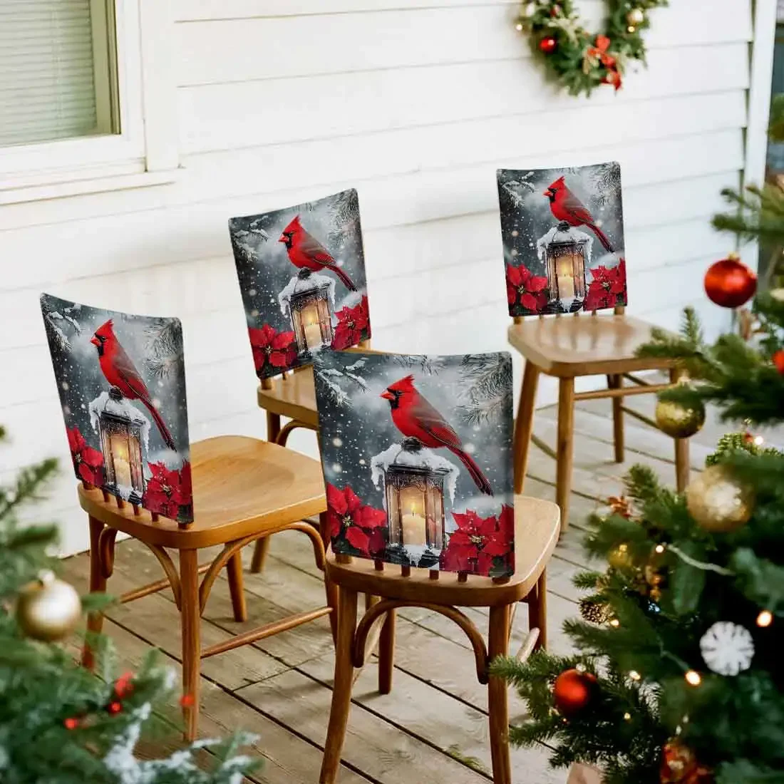 2/4/6pcs/set 45x55cm Christmas cardinal Chair Cover Table Decoration Dining Seat Chair Covers Dining Room Bar Party Banquate