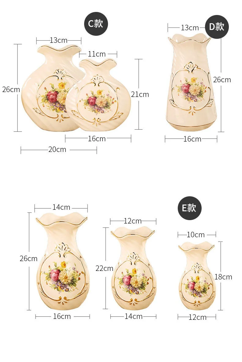 Ceramic vase 3D Stereoscopic dried flowers arrangement wobble plate living room entrance ornaments home decorations