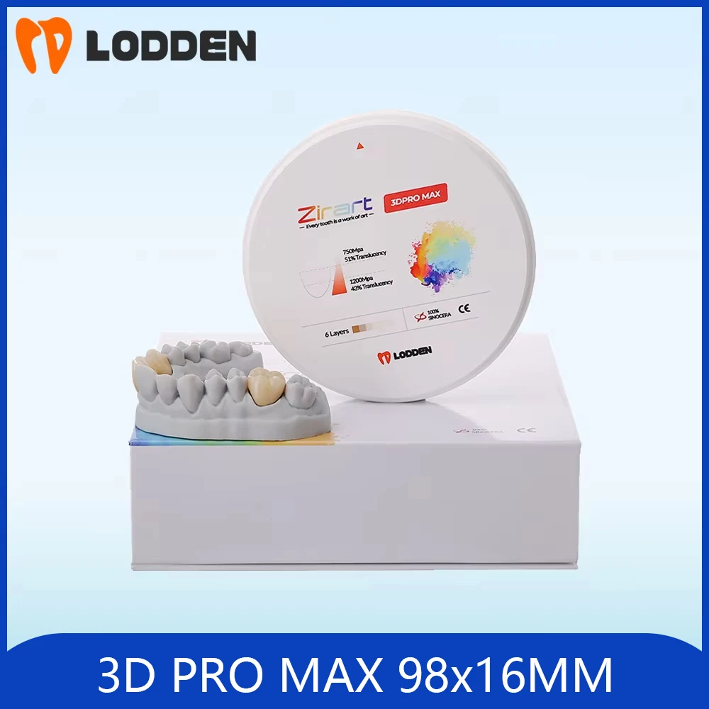 Lodden Zirconia 3D PRO MAX 98x16mm 5 Layers Color Blocks Vita16&BL1-4 Dental Lab Denture Dentist Material For CAD CAM