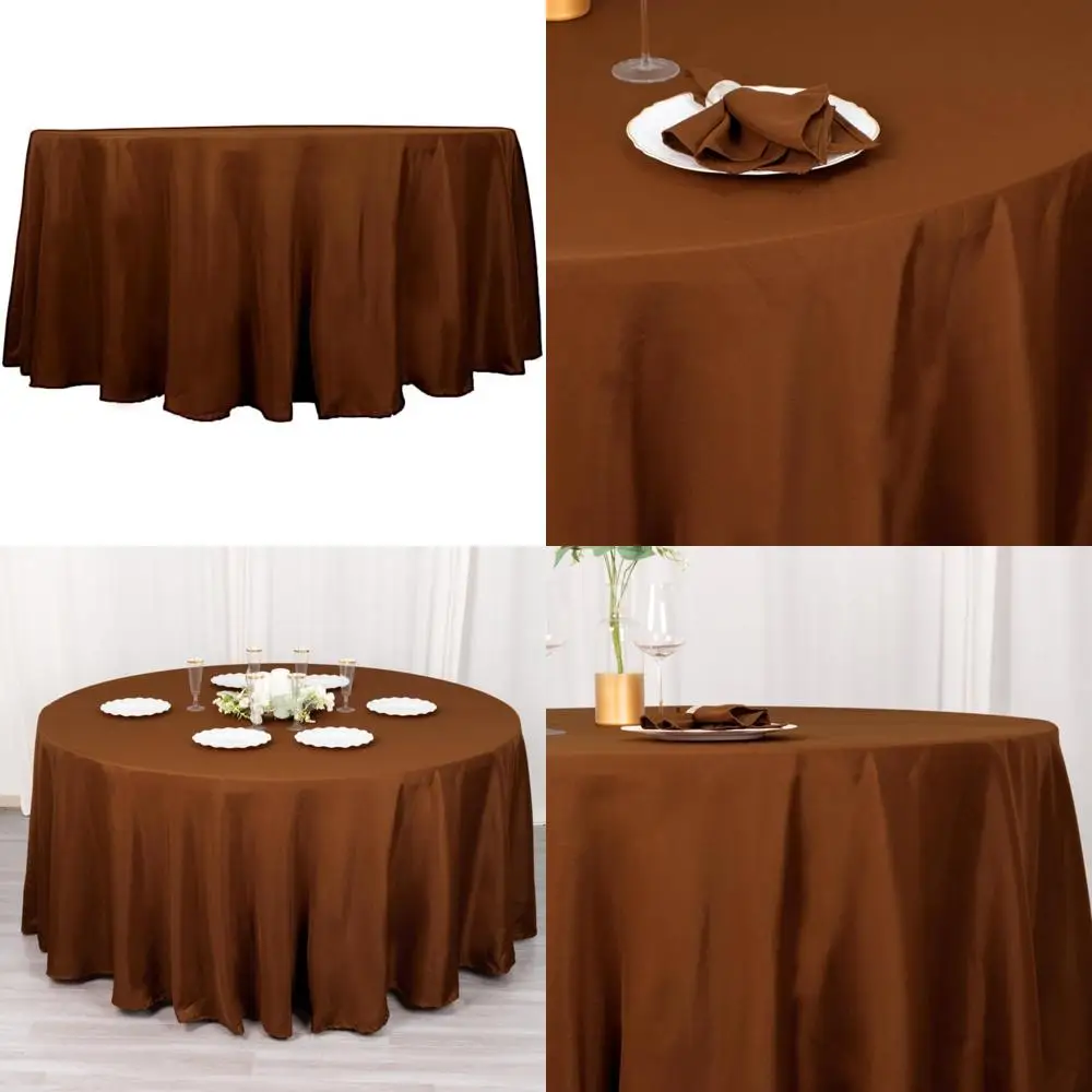 

Polyester Round Tablecloths 120 Inch Cinnamon Brown for Weddings, Parties, and Receptions - Durable Fabric Table Cover Linens