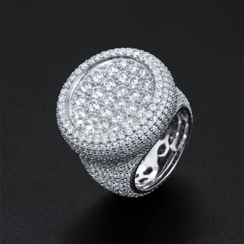 Hiphop Iced Moissanite Men Ring 925 Sterling Silver D VVS Moissanite Diamond Party Ring Pass Tester with Gra Ins Jewelry Design