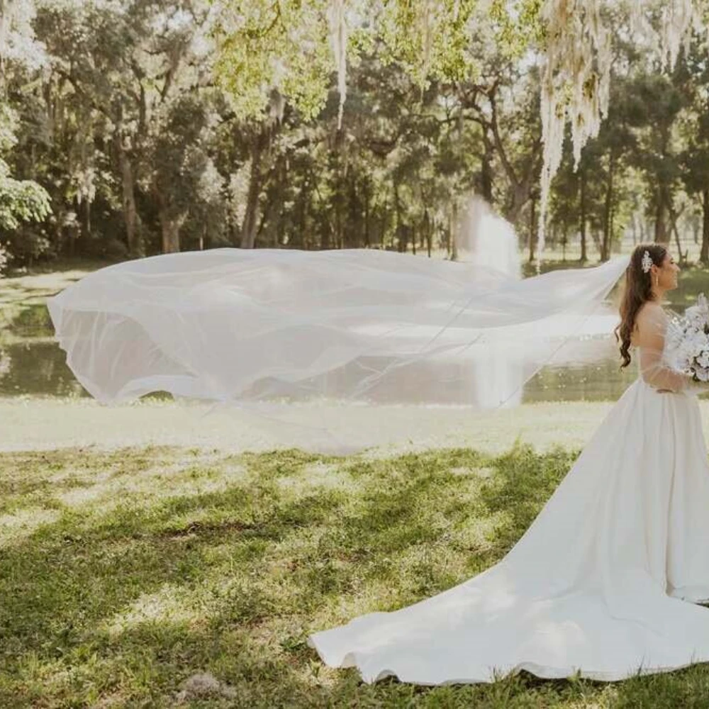 

3m X 1.6m Simple White Bridal Wedding Veil with Tail