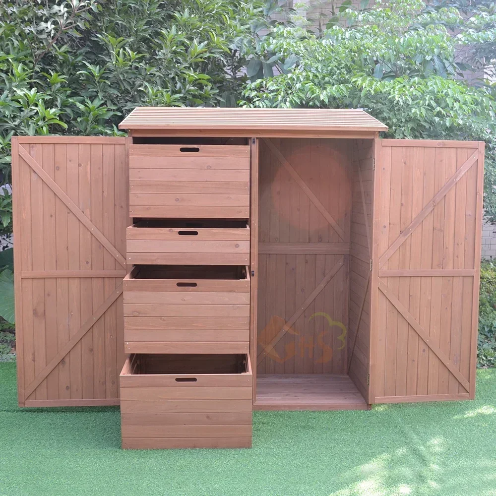 GHS outdoor garden wardrobe wooden Drawers tool storage cabinet