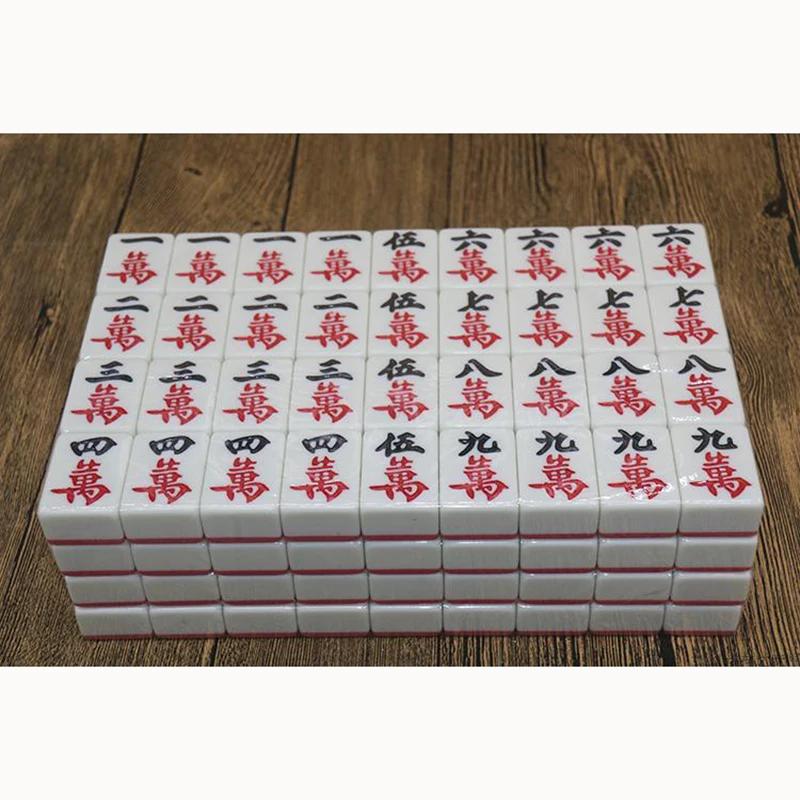 144PCS Mahjong set Family Table Board Game 42mm Big Mahjong Tiles Household Hand-rubbed Family Party Playing Game