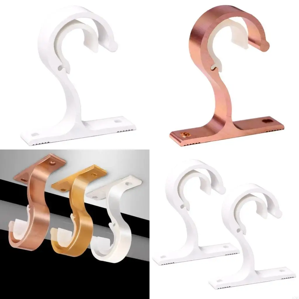 37ME Aluminum Alloy Curtain Rod Brackets Adjustable Rod Holder for Curtains or Wardrobes Pack of 2
