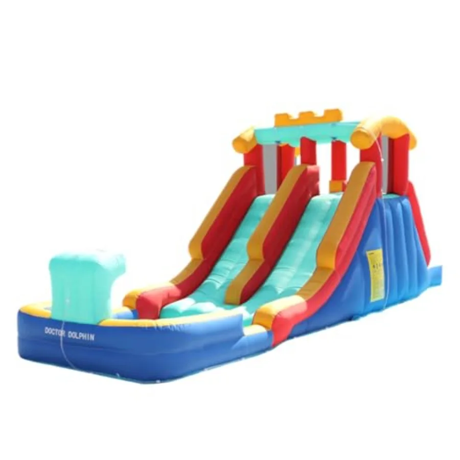 大型裏庭用ウォータースライダー付きバウンスハウスインフレータブルウォータースライド、インフレータブルウォーターパーク用ダブルスライダー
