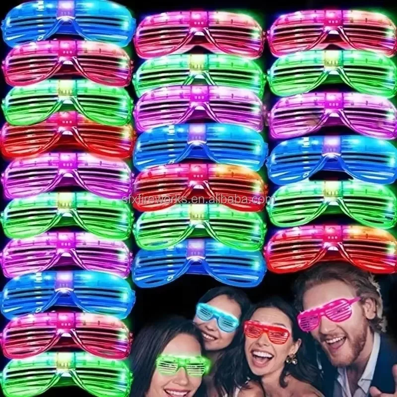 10 20PCS 30PCS 40PCS 6 Neon Colours Eyeshade Lampshade Luminous LED Glasses Christmas Party Mardi Gras Decoration Party Glasses