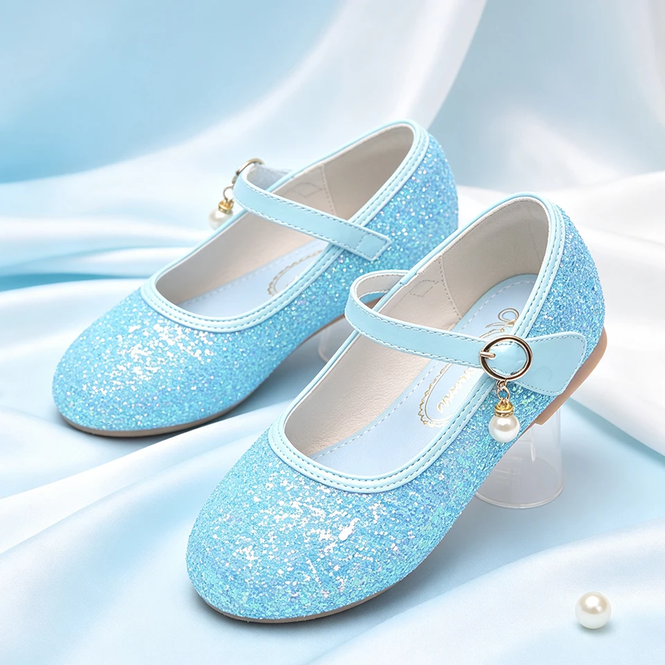 Girls Sparkly Glitter Mary Jane Dress Shoes Princess Ballet Flats Charm Kids Easter Christmas Halloween Cosplay Dance Footwear