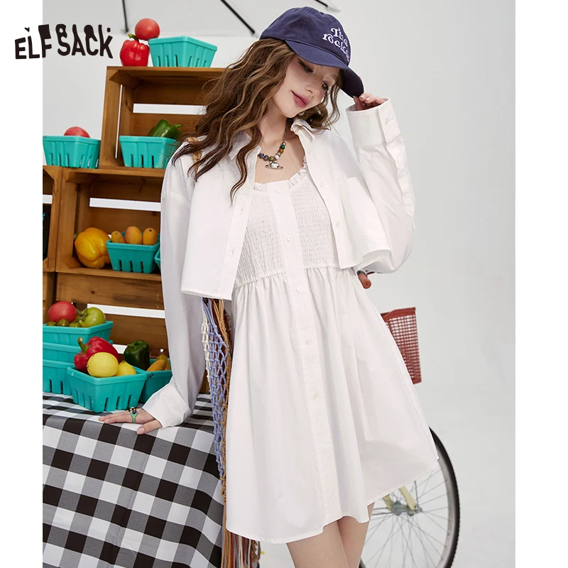 ELFSACK 2024 summer new arrival picnic travel vacation holiday soft comfortable fitted suspender top skirt casual designable sim